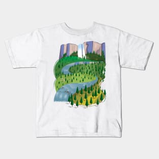 Waterfall Landscape. Kids T-Shirt